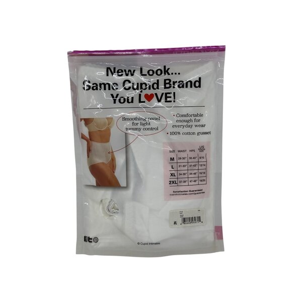 NWT Cupid 2-Pack Light Control Briefs White Large Tummy Control Panty Cotton - Picture 4 of 4
